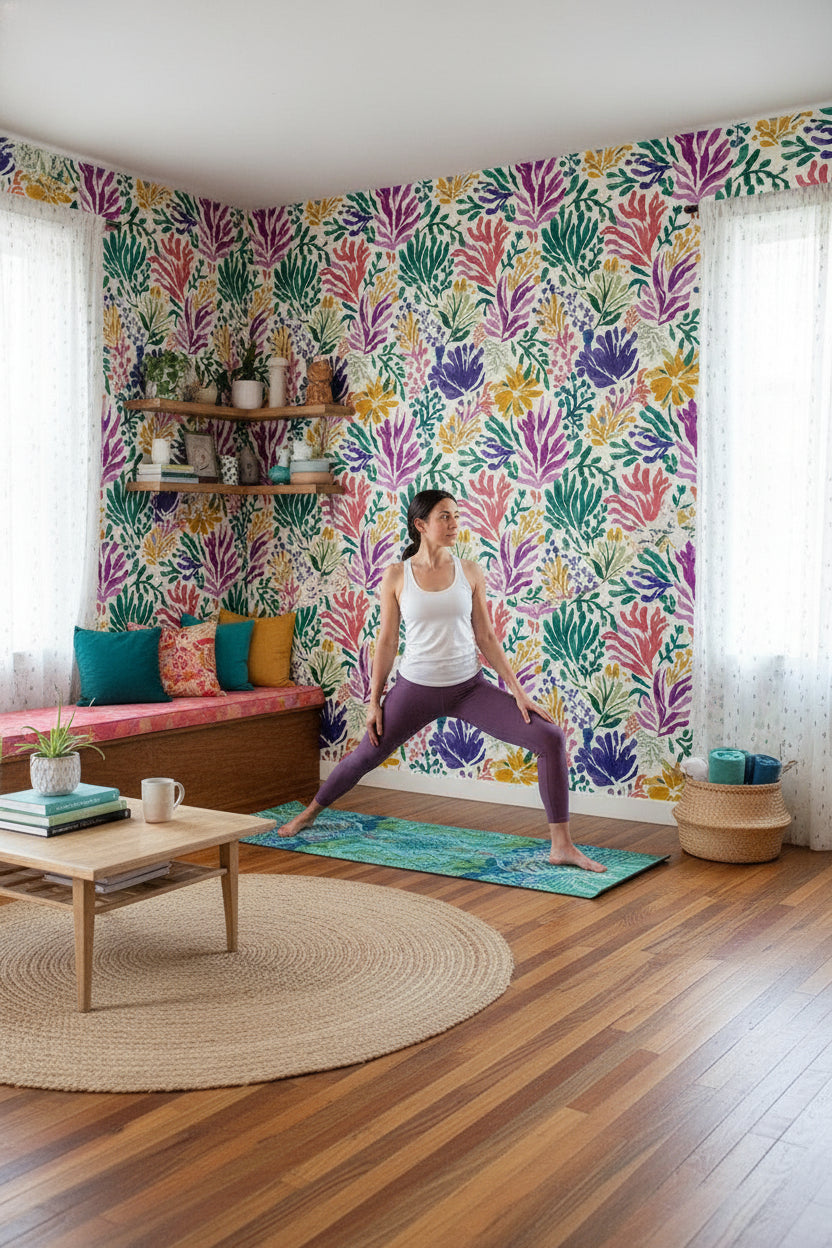 Shades Of Green Wallpaper Floral Abstract Wall Mural