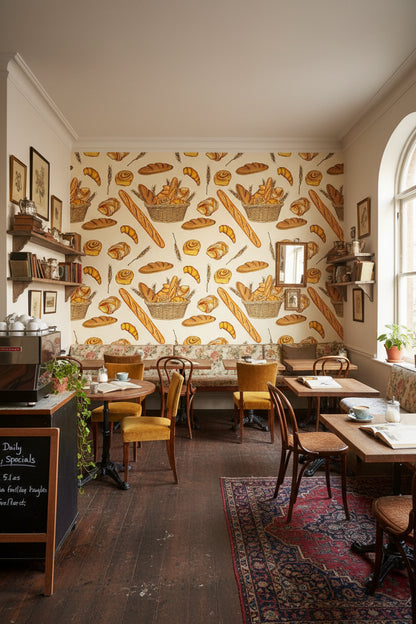 Bakery Wallpaper Wheat Mural Rustic Wall Decor