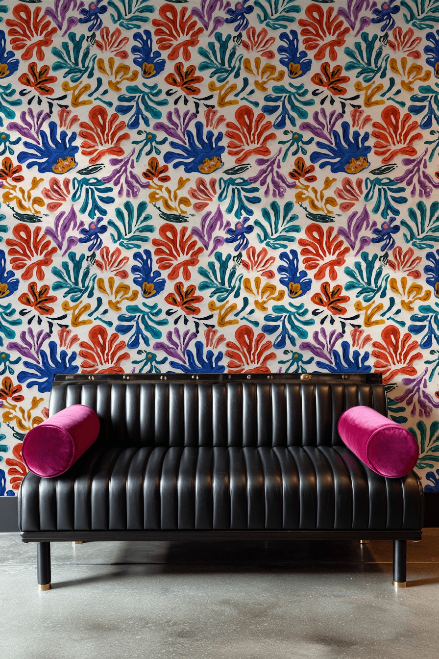 Vibrant Multicolor Tropical Floral Pattern Wallpaper