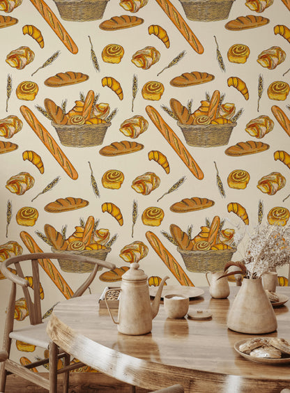 Bakery Wallpaper Wheat Mural Rustic Wall Decor