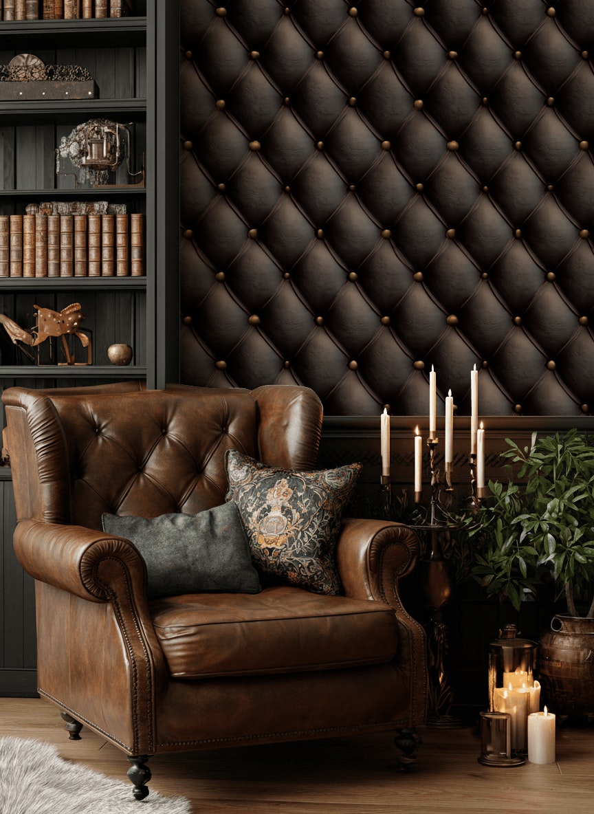 Tufted Wallpaper Leather Geometric Wall Decor