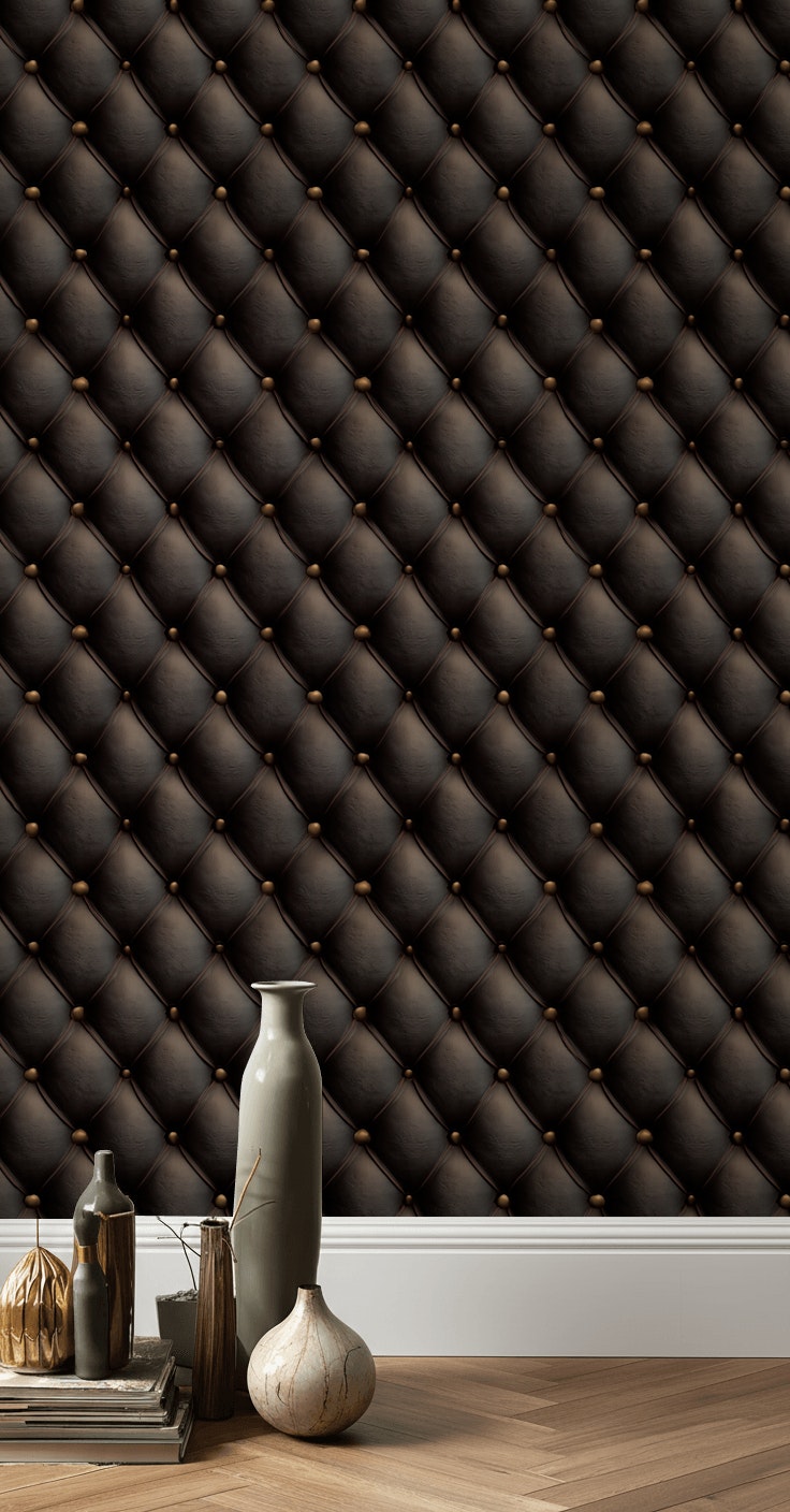 Tufted Wallpaper Leather Geometric Wall Decor