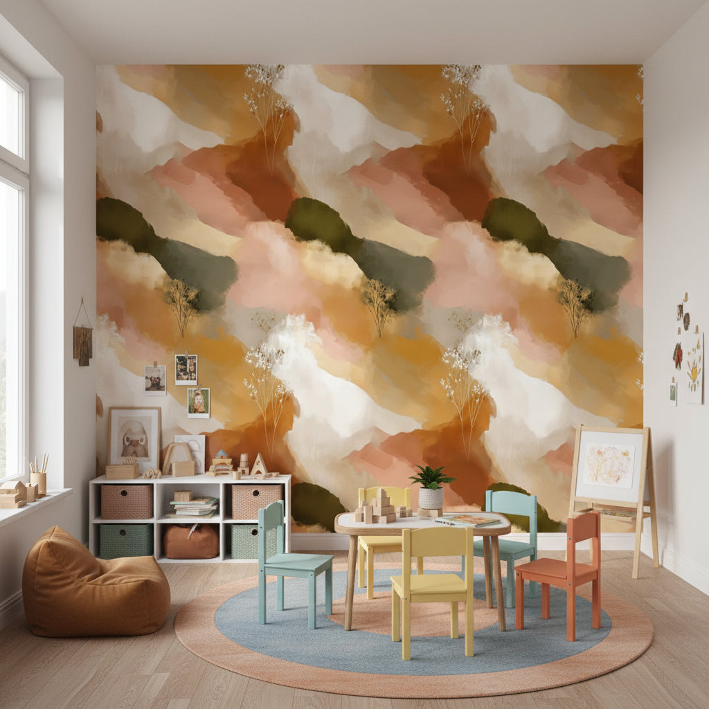 Abstract Landscape Wallpaper Bohemian Organic Wall Decor