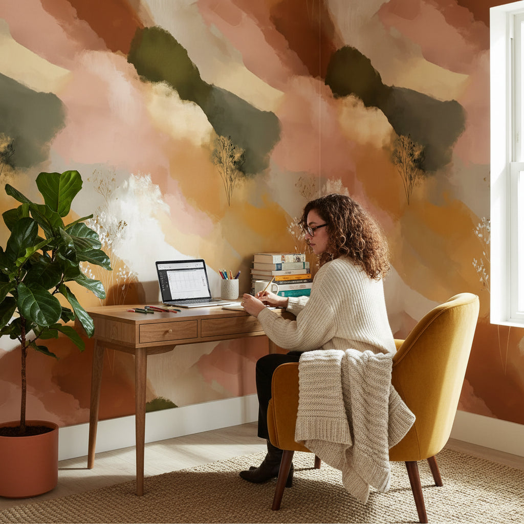 Abstract Landscape Wallpaper Bohemian Organic Wall Decor