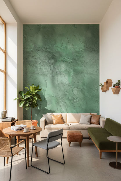 Textured Green Concrete Effect Wallpaper