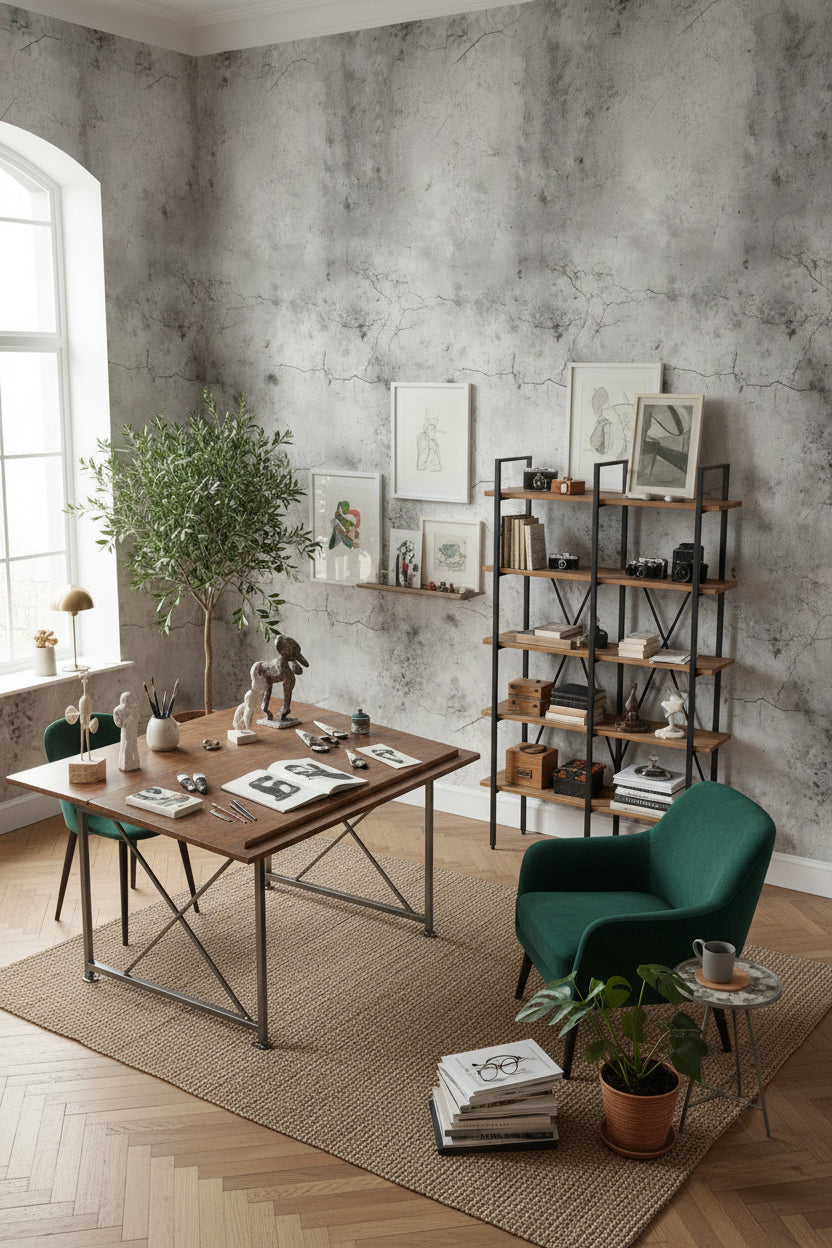 Textured Gray Concrete Effect Wallpaper