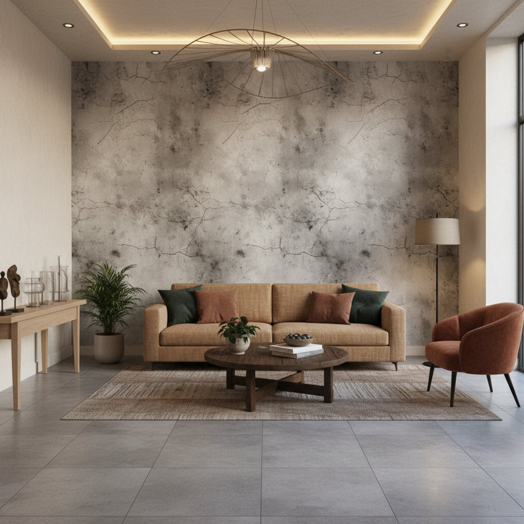 Textured Gray Concrete Effect Wallpaper