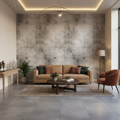 Textured Gray Concrete Effect Wallpaper