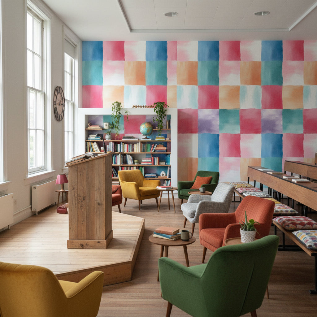 Patchwork Wallpaper Artistic Pastel Wall Decor