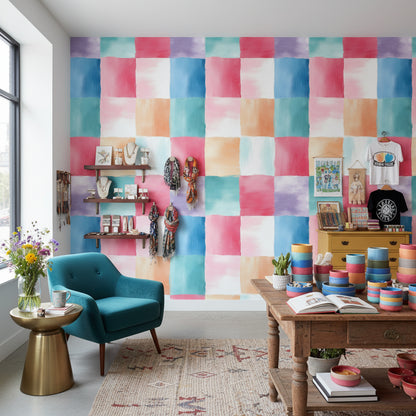 Vibrant Multicolor Block Geometric Wallpaper