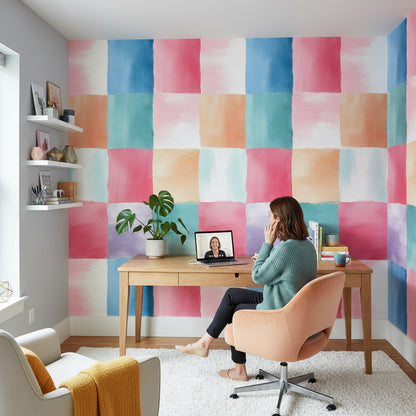 Vibrant Multicolor Block Geometric Wallpaper