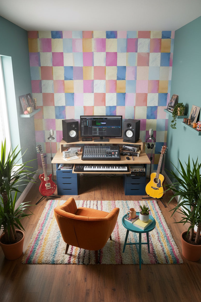 Checkered Wallpaper Pastel Modern Wall Mural