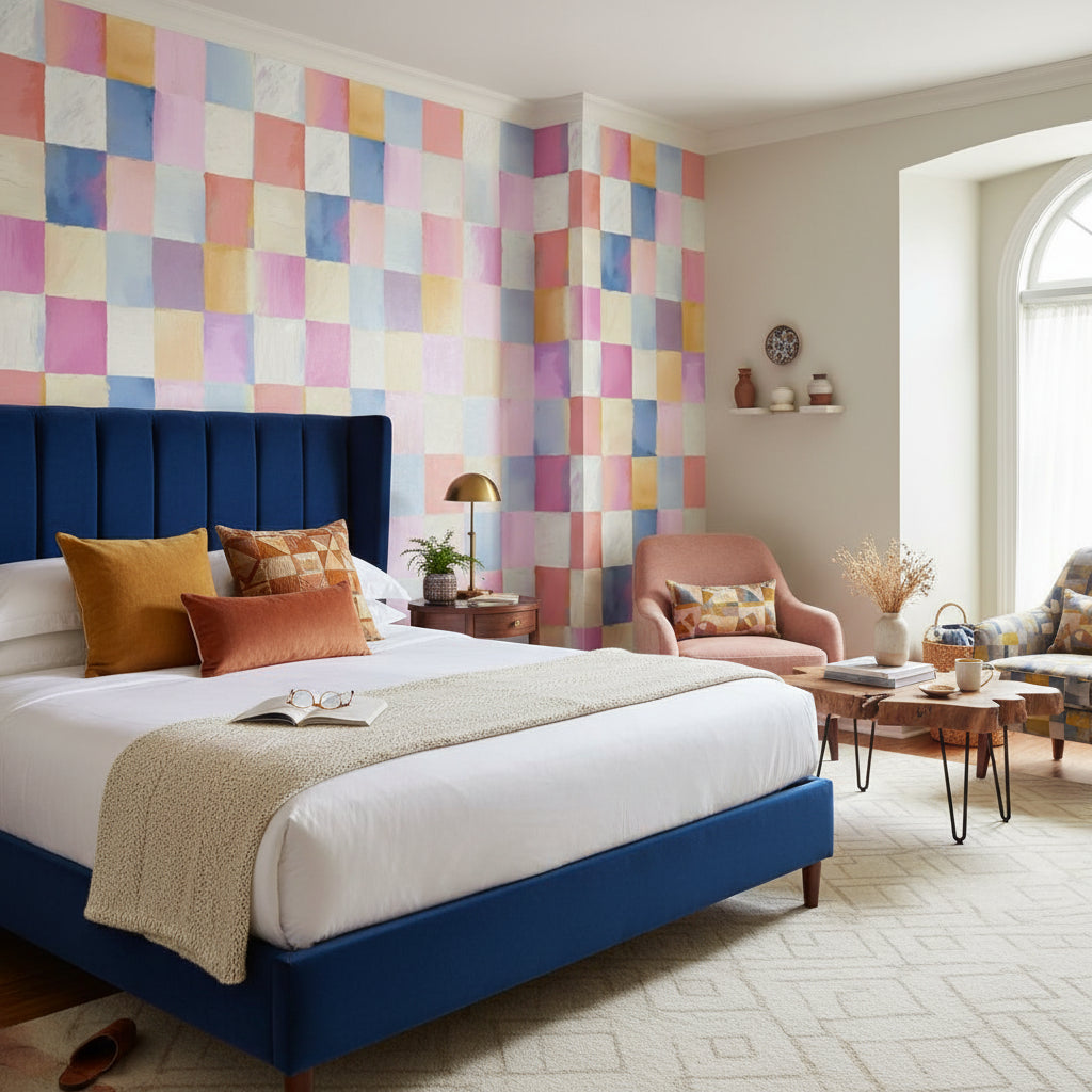 Checkered Wallpaper Pastel Modern Wall Mural