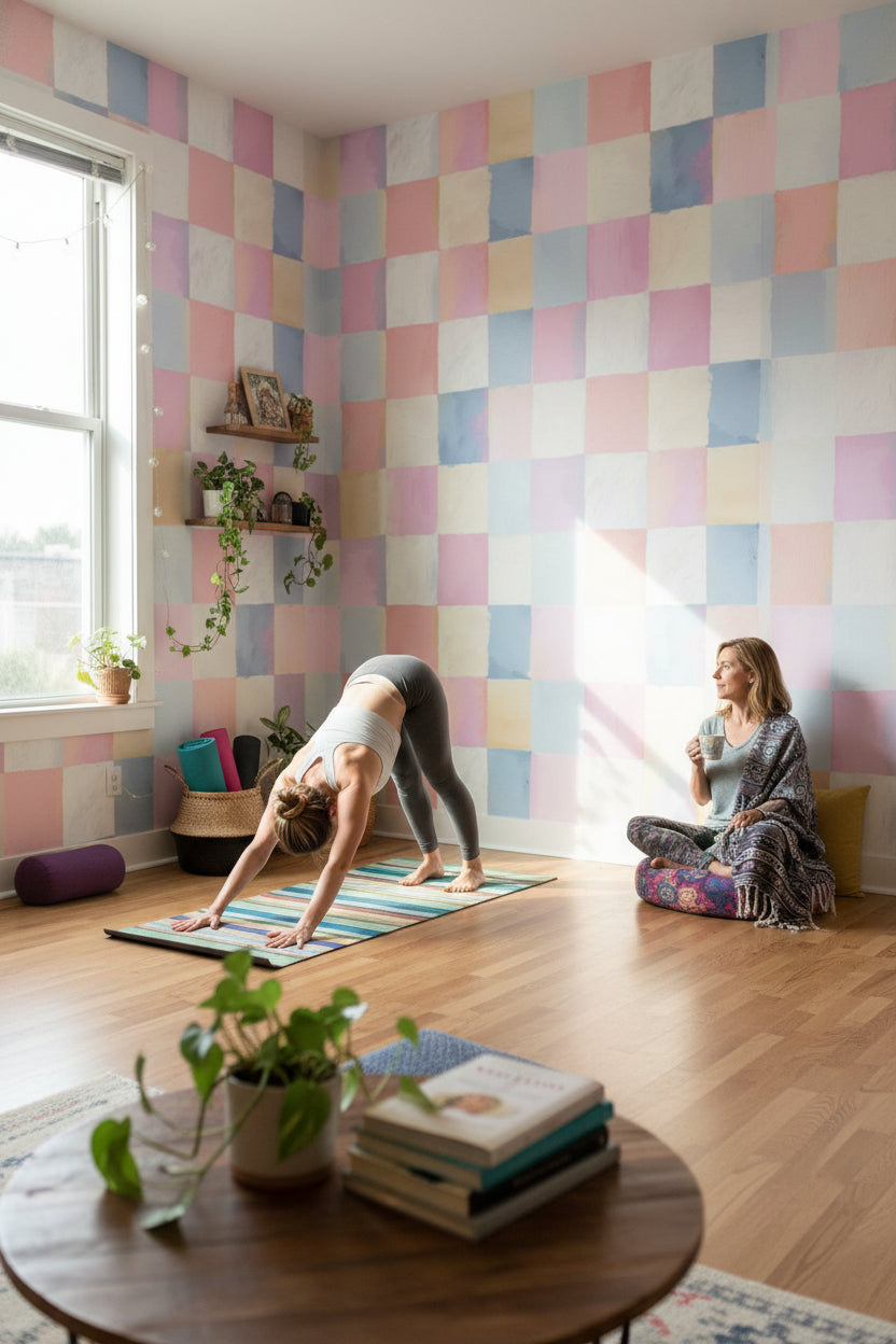 Checkered Wallpaper Pastel Modern Wall Mural