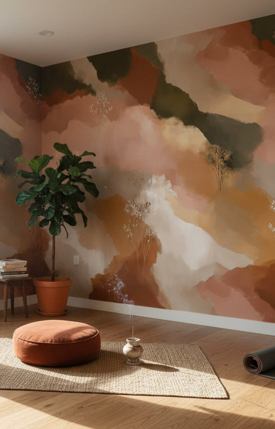 Abstract Landscape Wallpaper Bohemian Organic Wall Decor