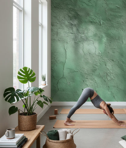 Textured Green Concrete Effect Wallpaper