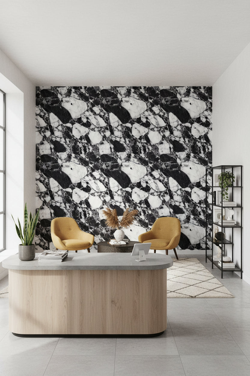 Marble Wallpaper Black White Removable Wall Decor