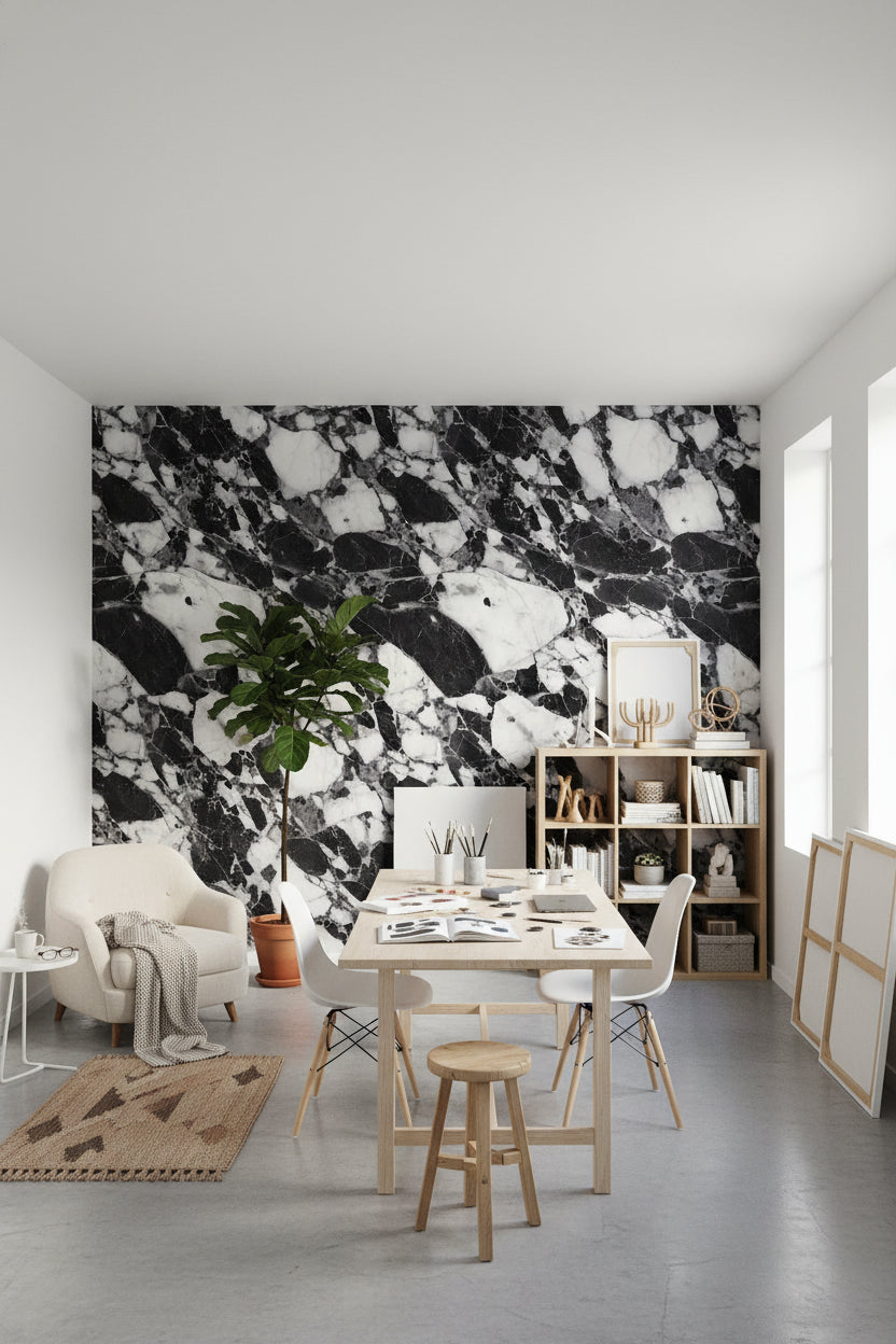 Marble Wallpaper Black White Removable Wall Decor