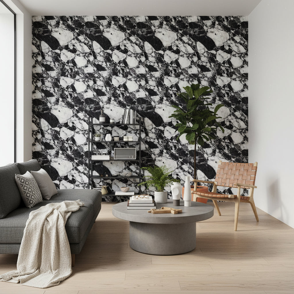 Marble Wallpaper Black White Removable Wall Decor