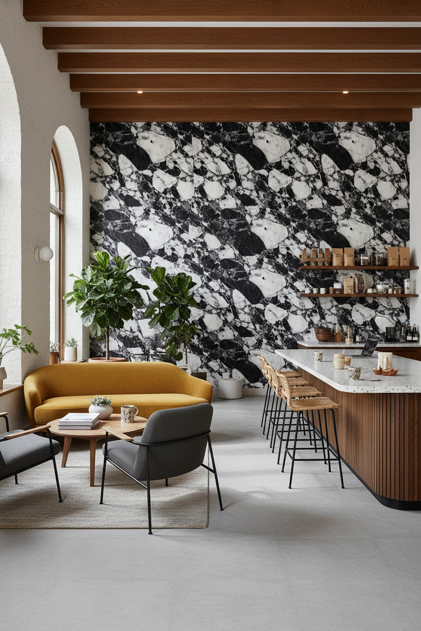 Marble Wallpaper Black White Removable Wall Decor