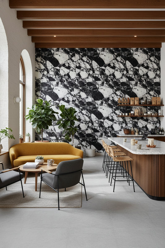 Marble Wallpaper Black White Removable Wall Decor