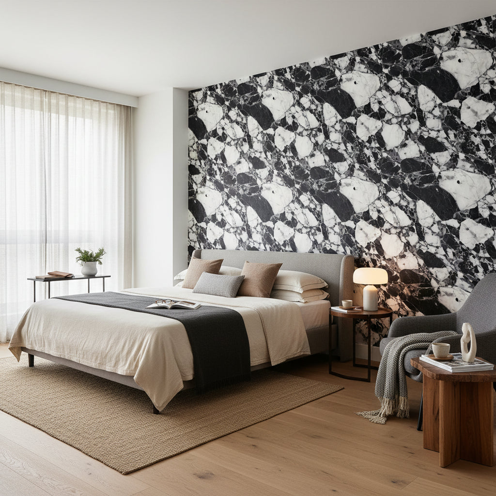 Black and White Marble Texture Wallpaper