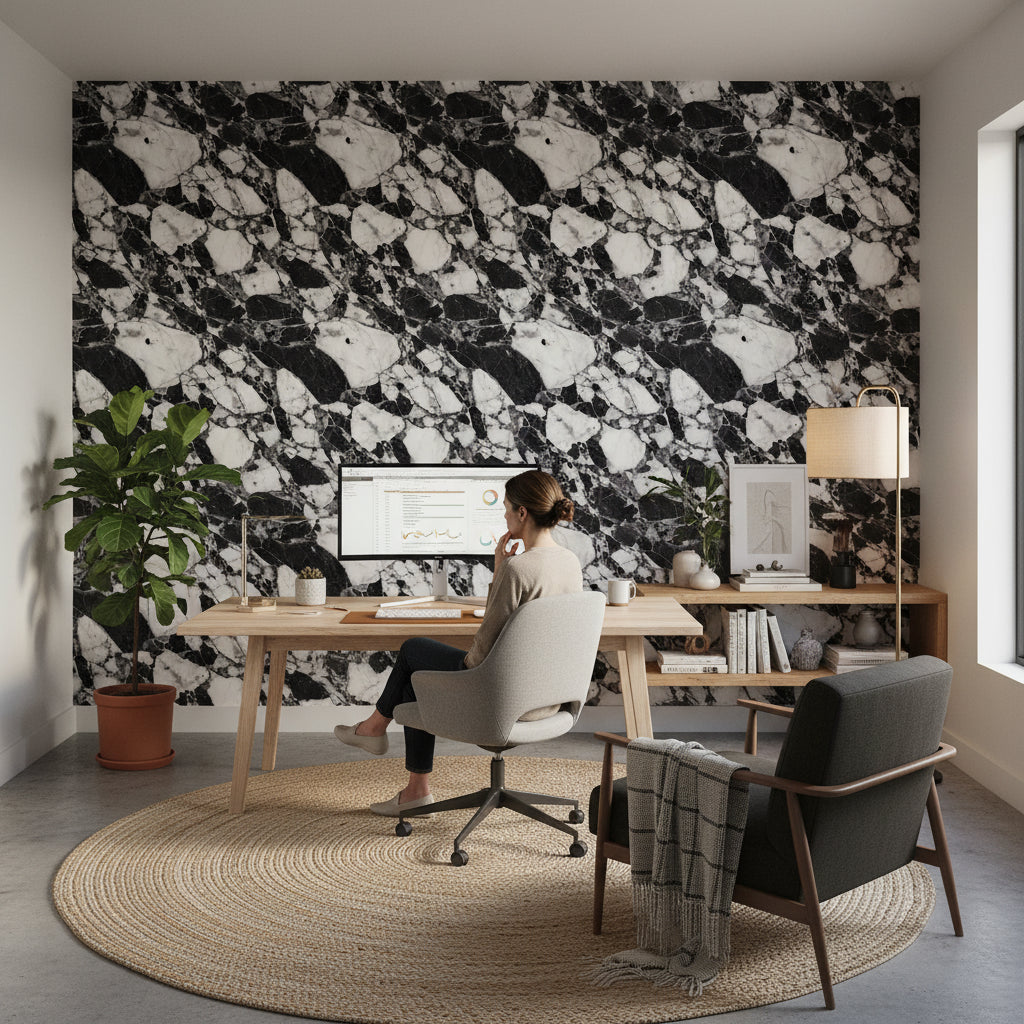 Marble Wallpaper Black White Removable Wall Decor