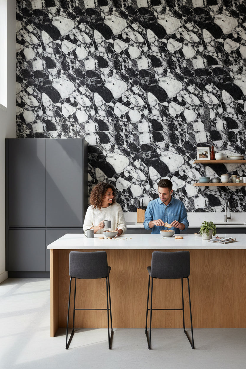 Marble Wallpaper Black White Removable Wall Decor