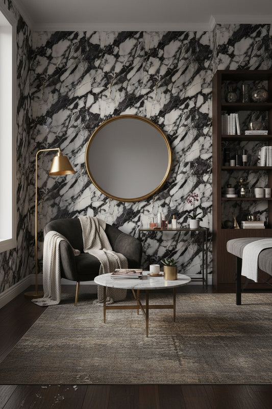 Marble Wallpaper Abstract Mural Black Wall Decor