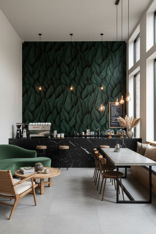 Botanical Wallpaper Modern Green Wall Mural