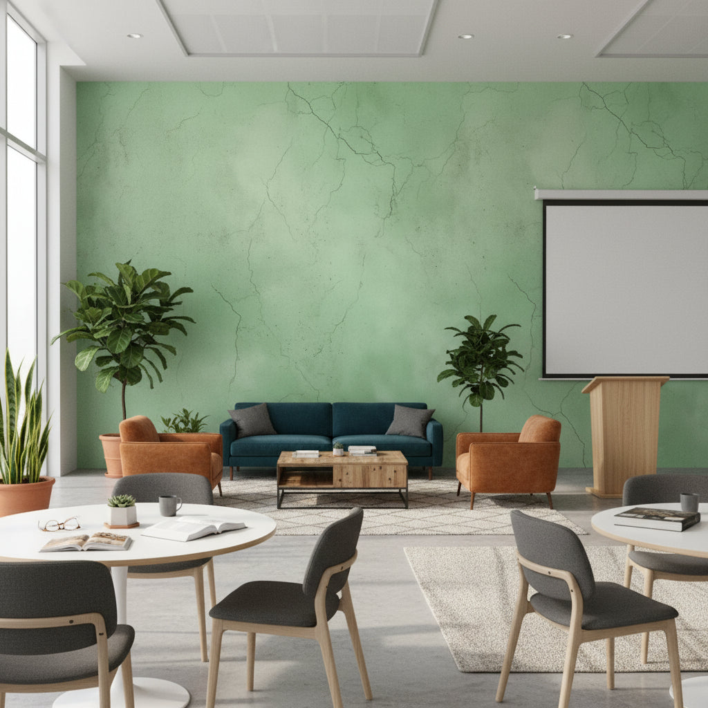 Soft Sage Green Texture Concrete Wallpaper