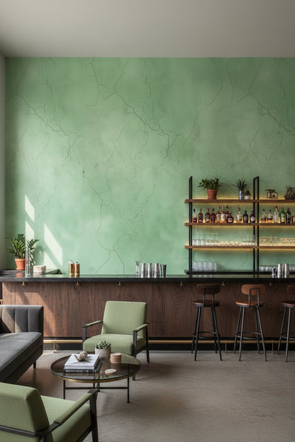 Soft Sage Green Texture Concrete Wallpaper