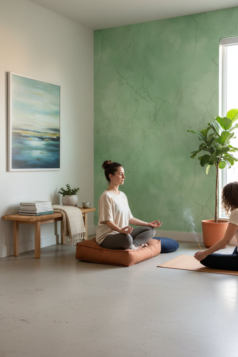 Cracked Marble Wallpaper Green Textured Wall Mural