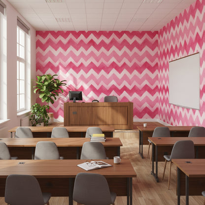 Vibrant Pink Zigzag Pattern Kids Wallpaper
