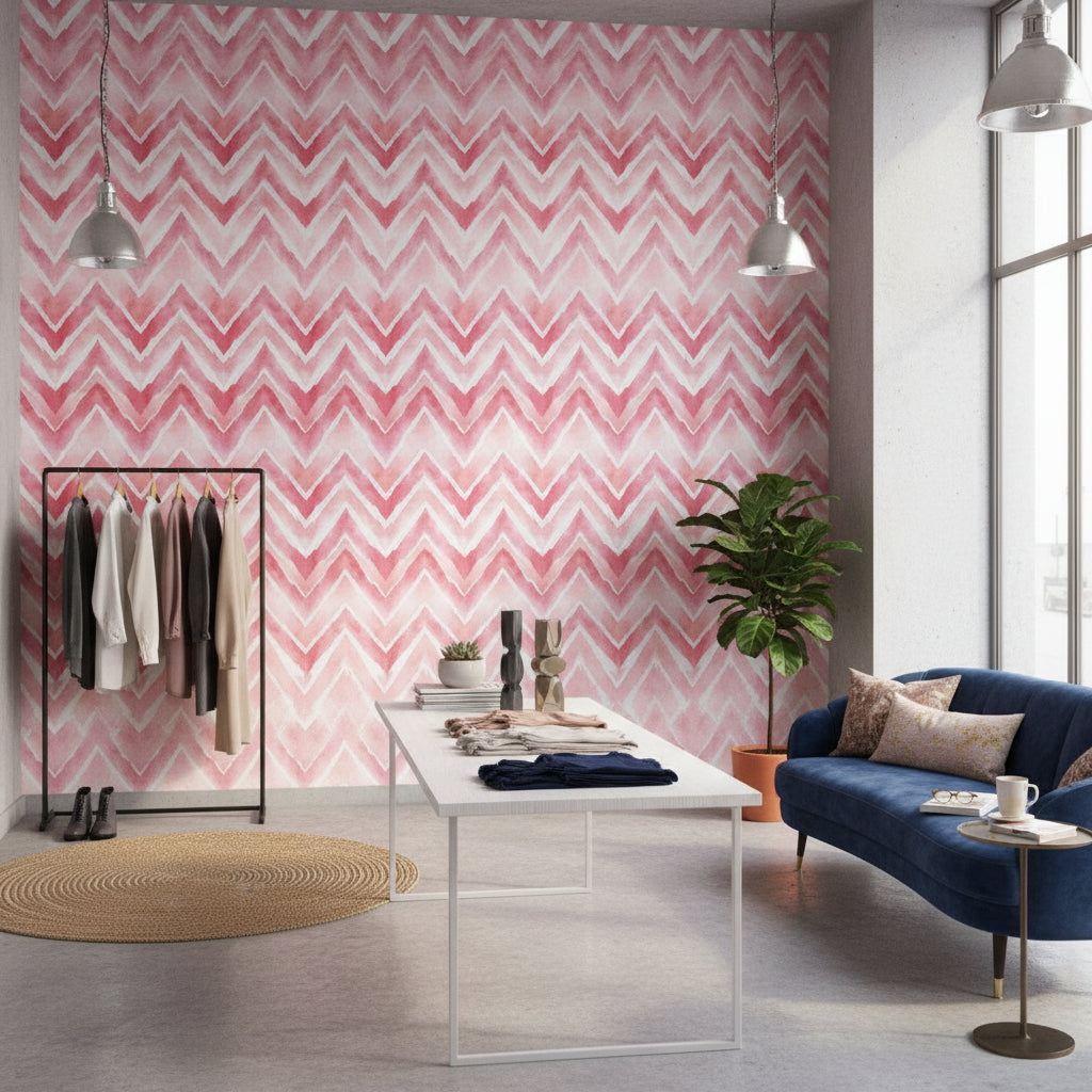 Watercolor Texture Wallpaper Modern Zigzag Removable Wall Decor