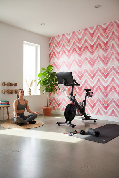 Blush Pink Chevron Abstract Wallpaper