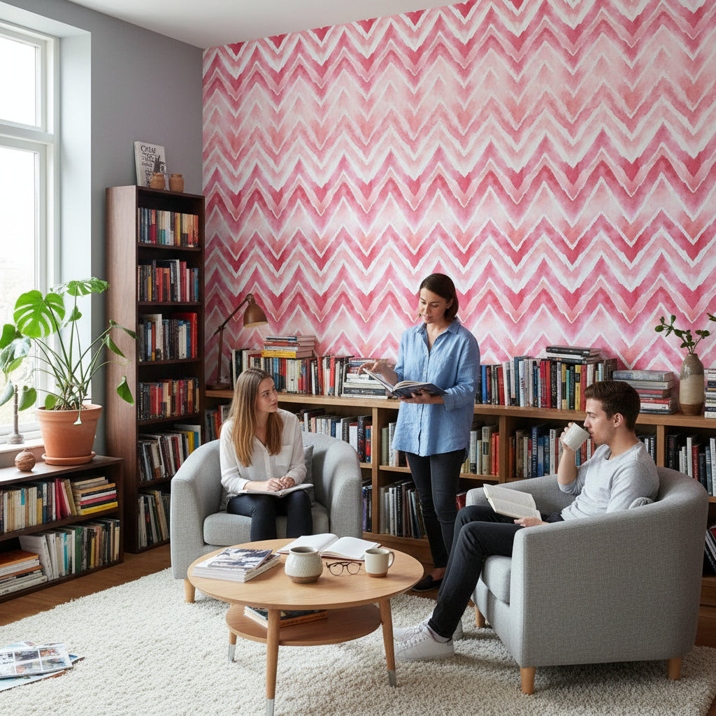 Watercolor Texture Wallpaper Modern Zigzag Removable Wall Decor