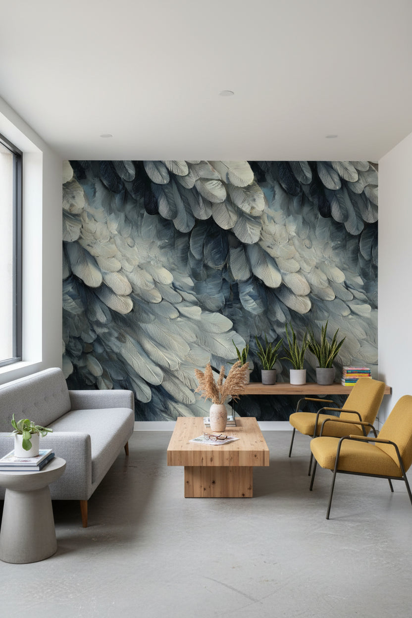 Abstract Pattern Wallpaper Gray Blue Decorative Mural