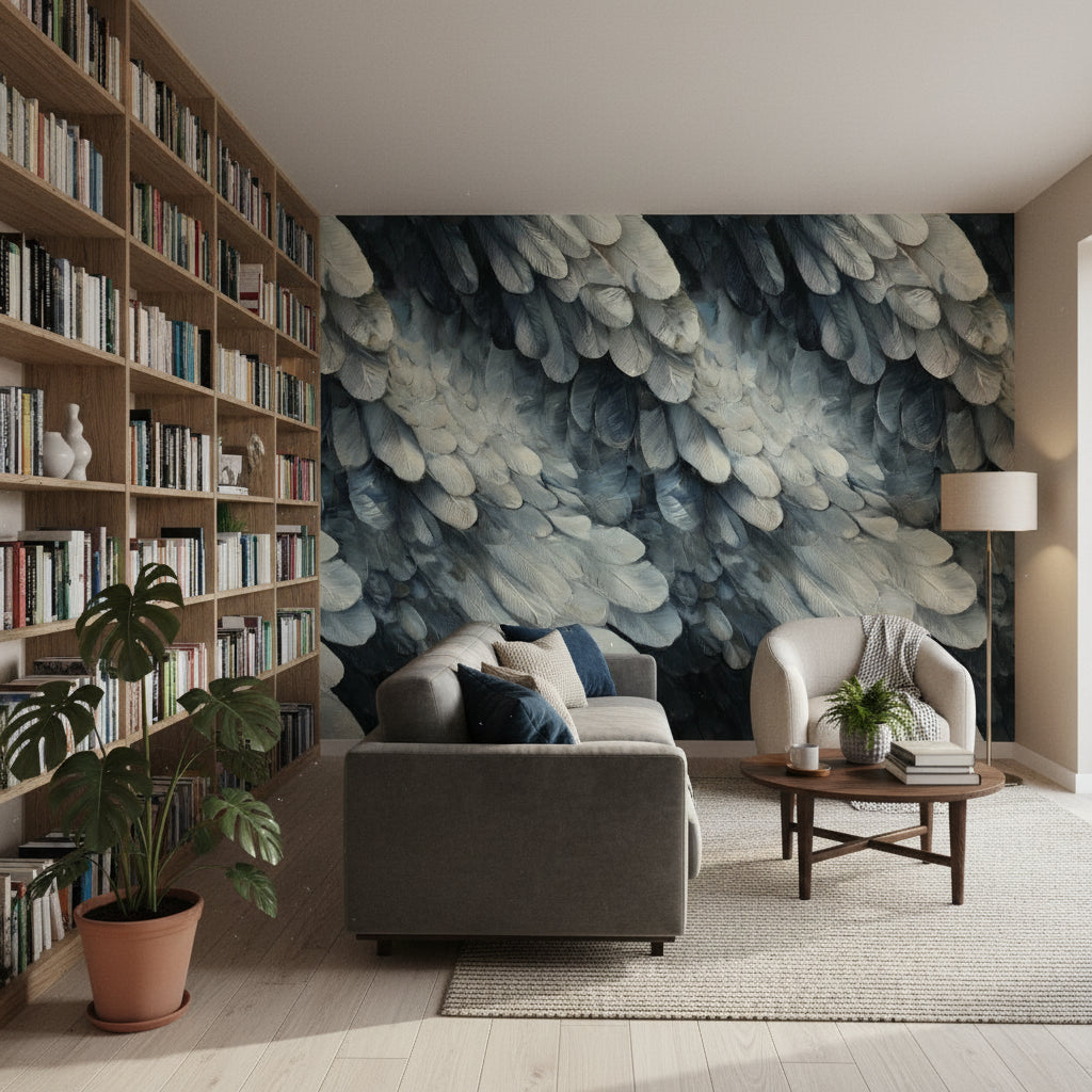 Abstract Pattern Wallpaper Gray Blue Decorative Mural