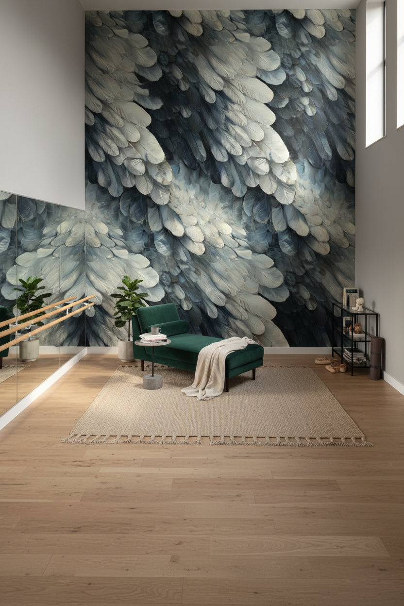 Abstract Pattern Wallpaper Gray Blue Decorative Mural