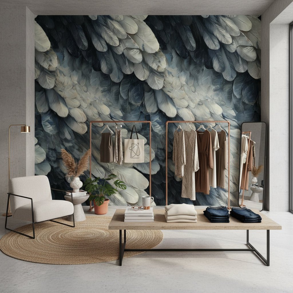 Abstract Pattern Wallpaper Gray Blue Decorative Mural