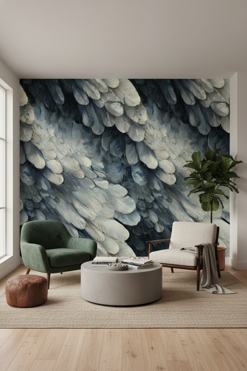 Abstract Pattern Wallpaper Gray Blue Decorative Mural