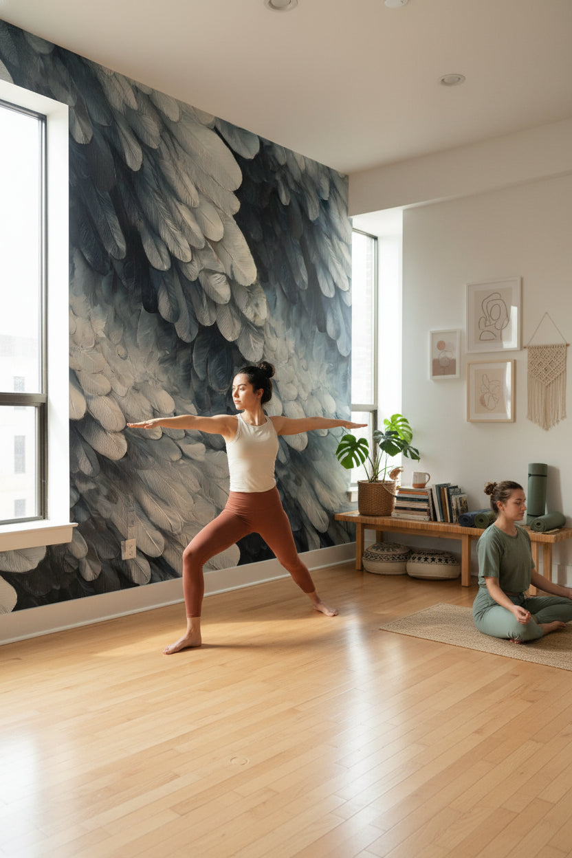 Abstract Pattern Wallpaper Gray Blue Decorative Mural