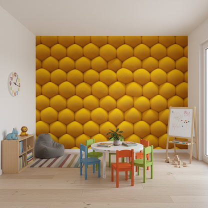 Vibrant Golden Look Honeycomb Geometric Wallpaper