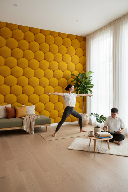 Vibrant Golden Look Honeycomb Geometric Wallpaper