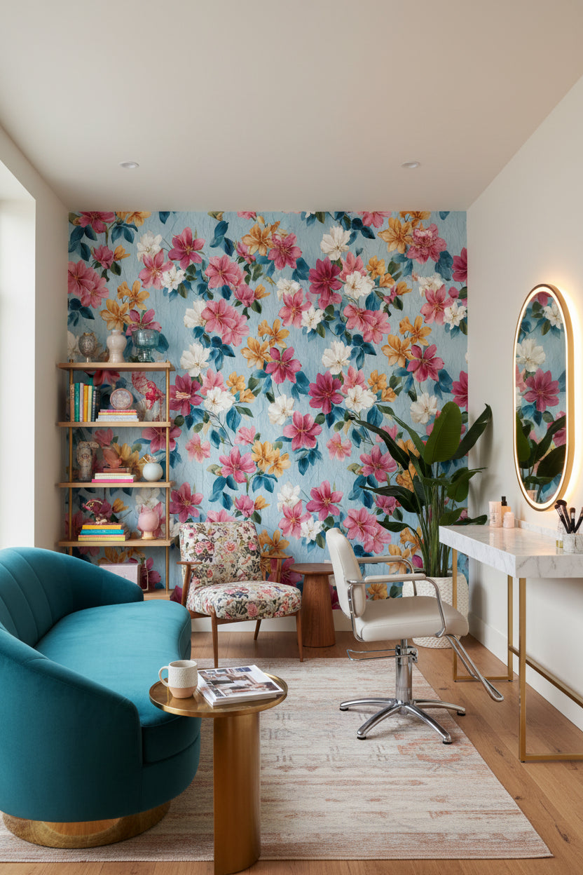 Floral Wallpaper Vibrant Mural Modern Wall Decor