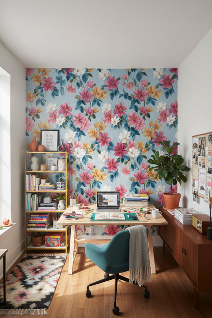 Vibrant Multicolor Large Floral Wallpaper