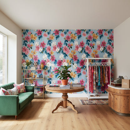 Vibrant Multicolor Large Floral Wallpaper