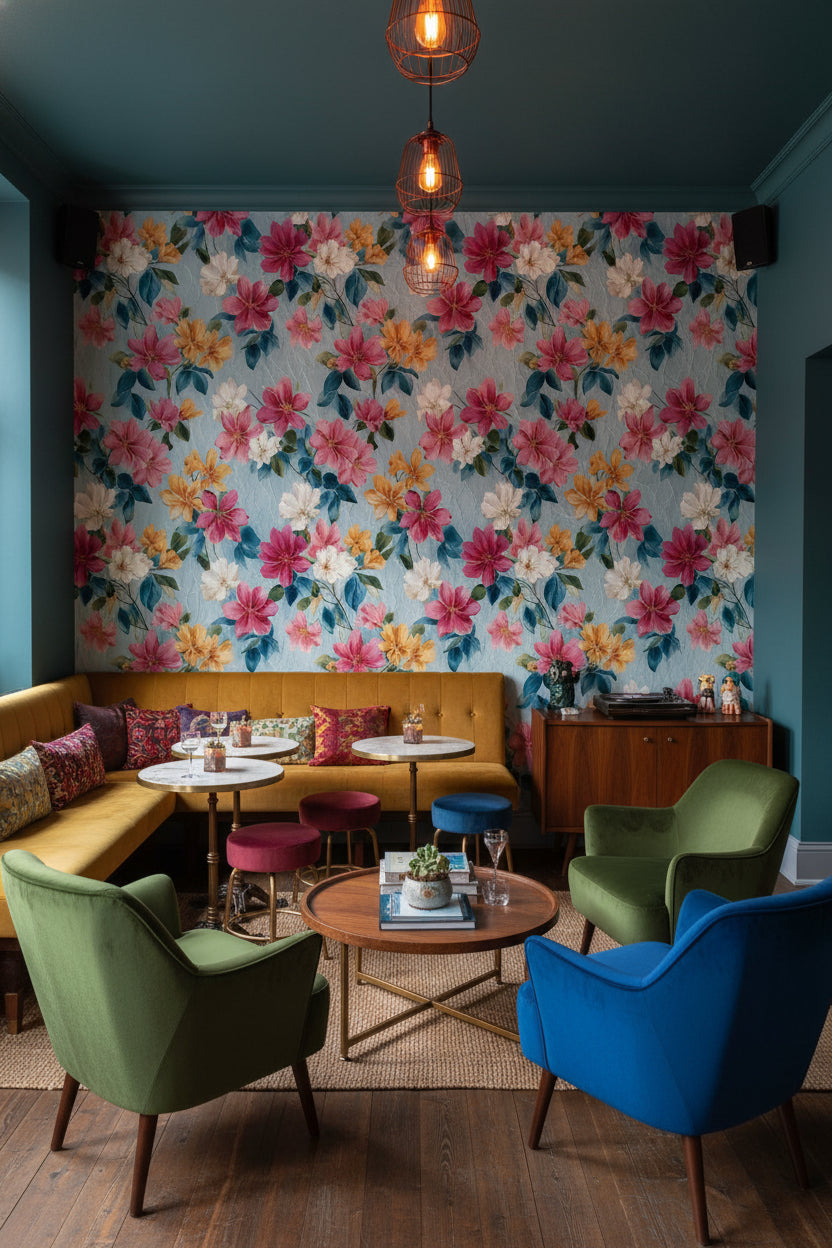 Floral Wallpaper Vibrant Mural Modern Wall Decor