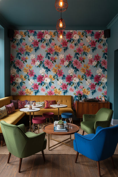 Vibrant Multicolor Large Floral Wallpaper